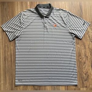 Nike Black and White Striped Polo Shirt